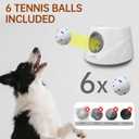 Automatic Ball Launcher for Dogs with 6 ETPU Balls, White, Adjustable Distance 20-45ft, USB Rechargeable, Interactive Dog Toy (Gary)