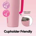 Owala SmoothSip Slider Stainless Steel Insulated Travel Mug with Handle, 100% Leak Proof, For Hot and Cold Drinks, Travel Friendly with Sliding Lock Lid, 12oz, BPA Free, Leak Proof, Pucker Up