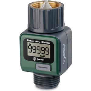 Geevon Garden Hose Water Flow Meter with Brass Inlet Metal Thread, High Accuracy & IPX6 Waterproof for Outdoor Garden Watering, RV Water Tank Filling, Lawn Sprinkler, and Nozzle Sprayer (1 Pack)