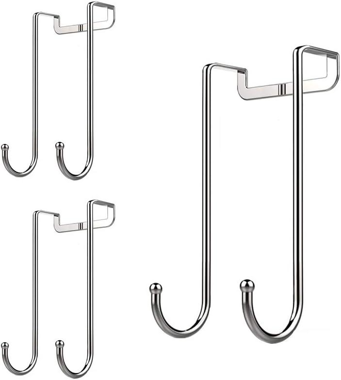 Over Door Hook Heavy Duty Hooks for Hanging - Single Hook Loads up to 50lbs for Kitchen, Bathroom, Bedroom and Office - Pack of 3