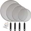 U.S. Kitchen Supply 4-Piece Stainless Steel Splatter Guard Set (13", 11.5", 10",8) Fine Mesh Cover, Grease & Oil, Splatter Screen for Frying Pan, Cooking Pots, with Comfort Grip Handles