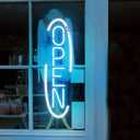 Vertical Open Led Sign 24x7.4'' with Remote-Super Bright both Outdoor and Indoor Neon Sign business window light (24'' Height, Light Blue)