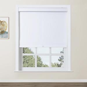 TWOPAGES Blackout Cordless Roller Shade Customized Shade UV Protectation Roller Blind Window Treatment for Kitchen Indoor Windows, Install Hardware Included, 1 Piece, Snow White (#M111-1 Snow White)