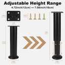 FIVEPEARS 4 PCS Adjustable Furniture Legs 4.72-7.08 Inch,Metal Adjustable Legs for Cabinet;Table;Sofa;BedReplacement Bed Frame Support Legs for Bed Frame/Bed Center Slat