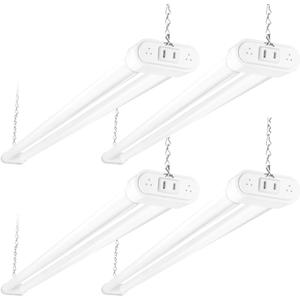 hykolity 4 Pack Linkable LED Shop Light, 4FT 44W [300W Equivalent], 4600lm, 5000K Daylight, Plug-in Utility Bay Light Fixture, Hanging or Surface Mount, White - Energy Efficient Lighting Solution