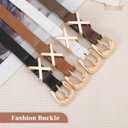 2 x JASGOOD Women Skinny Leather Belt for Pants Jeans Ladies Thin Waist Belt for Dress (Suit for waist size 27"-31", A-black+brown+white+coffee)