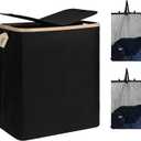 DOKEHOM 160L Double Laundry Basket with Removable Lid and Laundry Bags, Large Collapsible Laundry Hamper with 2 Sections (Black)