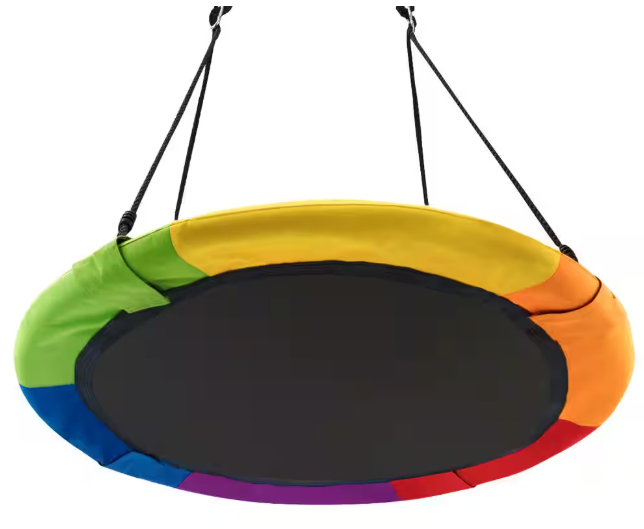 40 in. Multi-color Flying Saucer Tree Web Swing Play Set Swing for Kids
Questions & Answers 
+3
Hover Image to Zoom

Share

Print