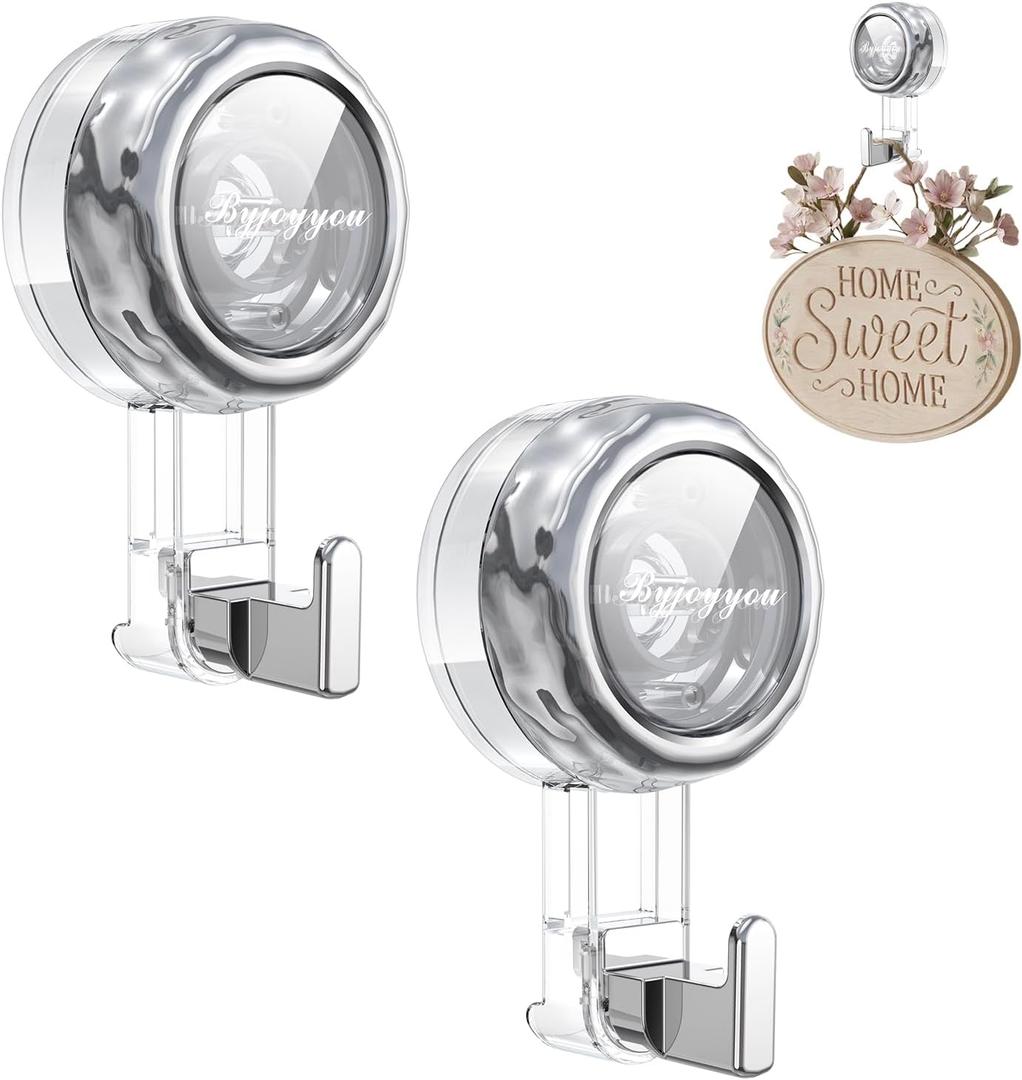 Heavy Duty Suction Cup Hooks, Strong Suction Hanger for Wreath, Shower, Window & Glass Door. Waterproof Outdoor Hooks for Bathroom Wall Hanging - Removable, No Drilling