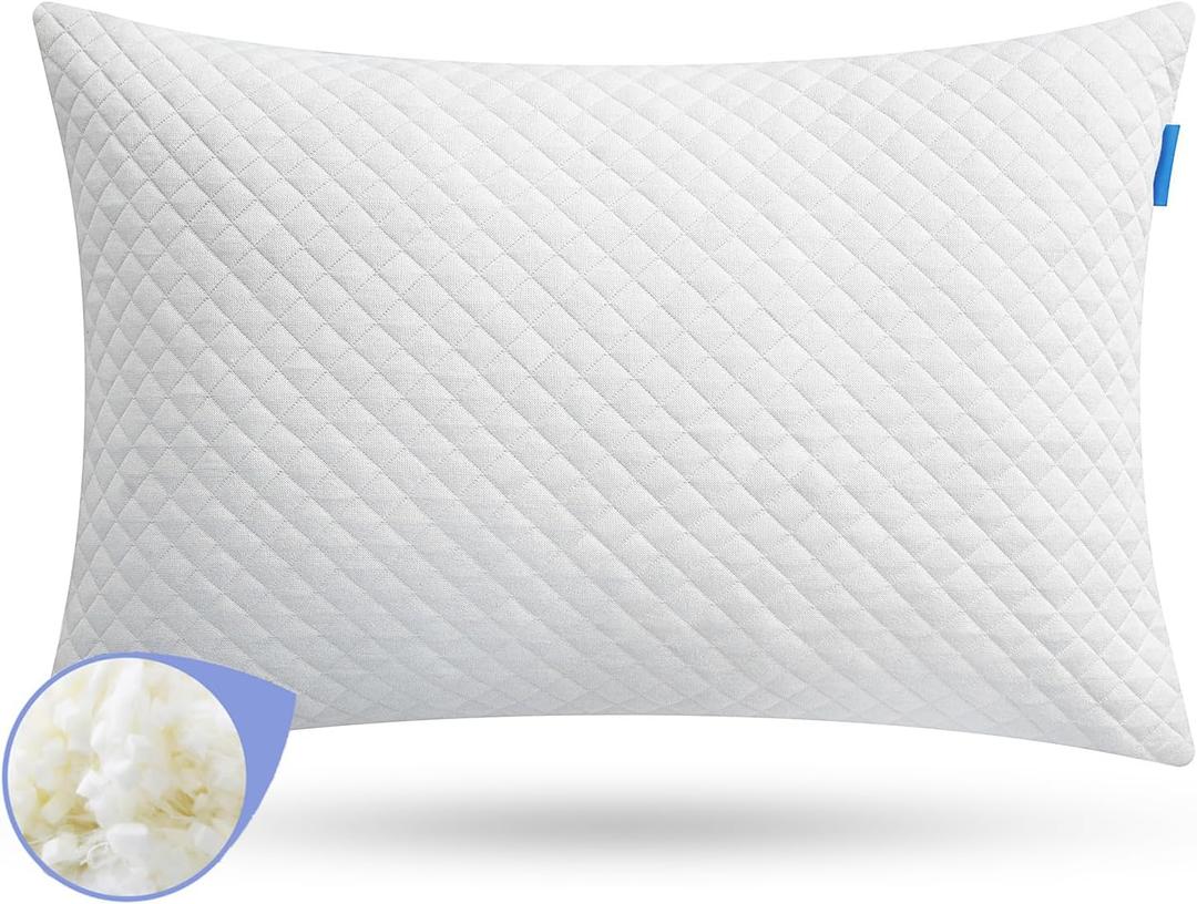 Memory Foam Toddler Pillow,20X14 Kids Pillow with Machine Washable Comfortable Pillowcase Rayon Derived from Bamboo,Adjustable Height Toddler Pillows for Sleeping 2-6 Years Old (1, White) (Standard)