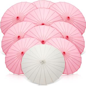 10 Pieces 33 Inches Wedding Paper Umbrellas Bride Bridesmaid Wedding Parasol Decorative Chinese Japanese Silk Umbrella DIY Oiled Paper Painting Umbrellas Crafts for Wedding Bridal Party Decor