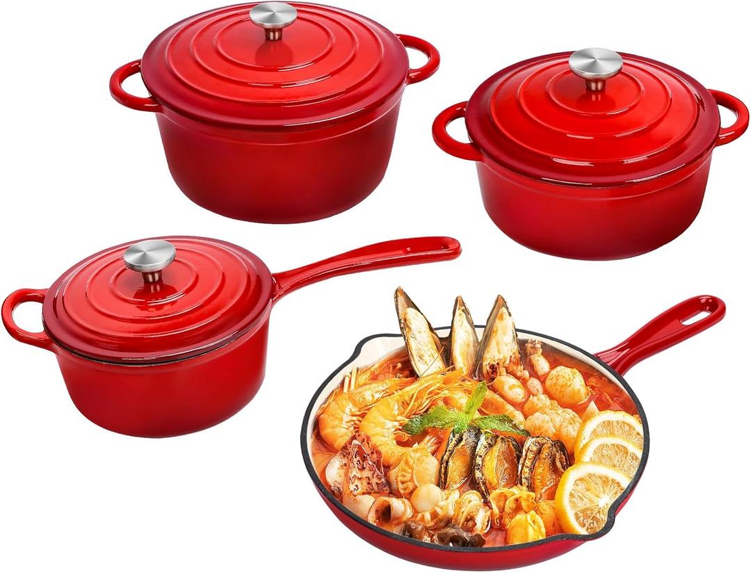 Mystery Cookware Box, 1 Piece Random Nonstick Enameled Cast Iron Pan/Pot (4 Styles: 10.25" Skillet/2Qt Saucepan/2.8Qt/4.8Qt Dutch Oven)  Healthy Round Pot for Sourdough Bread Baking on All Stovetops