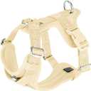 No Pull Dog Harness with Lycra, Three-Point Force Dispersion & 3D Padding, Adjustable Breathable Mesh for Small Medium Large Dogs(Light Yellow,S) (S(Neck:13.0-22.0,Chest:16.0-25.0))