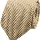 Men's Skinny Knit Tie Vintage Mixed Pattern Casual 2.4" Necktie - Various Design (Champagne)