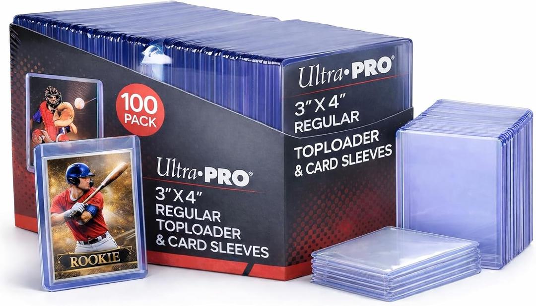 Ultra PRO 3" x 4" Clear Regular TopLoaders For Cards With Card Sleeves Bundle Standard Size 100ct Trading Baseball Toploader Card Sleeve Protectors
