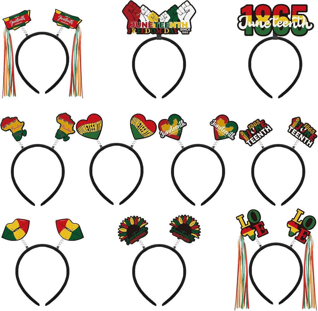 10 Pcs Juneteenth Head Boppers Headband Juneteenth June 19th Party Accessories Favors Decorations 1865 Freedom Day Independence Day Head Boppers Headband for African Black History Month