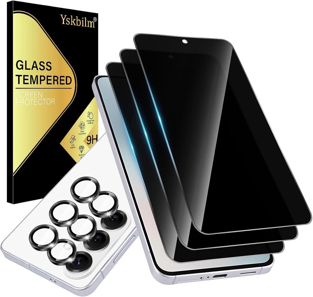 (3+2 Pack) 28 Privacy Screen Protector for Samsung Galaxy S26 + Camera Lens Protector, 9H Shatterproof, Anti-Peep, Bubble-Free, Case Friendly