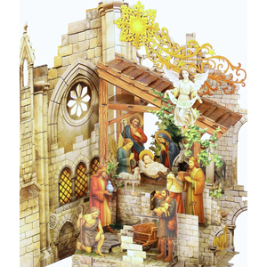 Pop up Christmas Cards Nativity, Holy Night Nativity, 3D Elegant Religious Card with Envelope for Holiday, Manger Scene, Angel, Jesus Christ, Holy Family,Handcrafted Decoration, Merry Christmas Gift