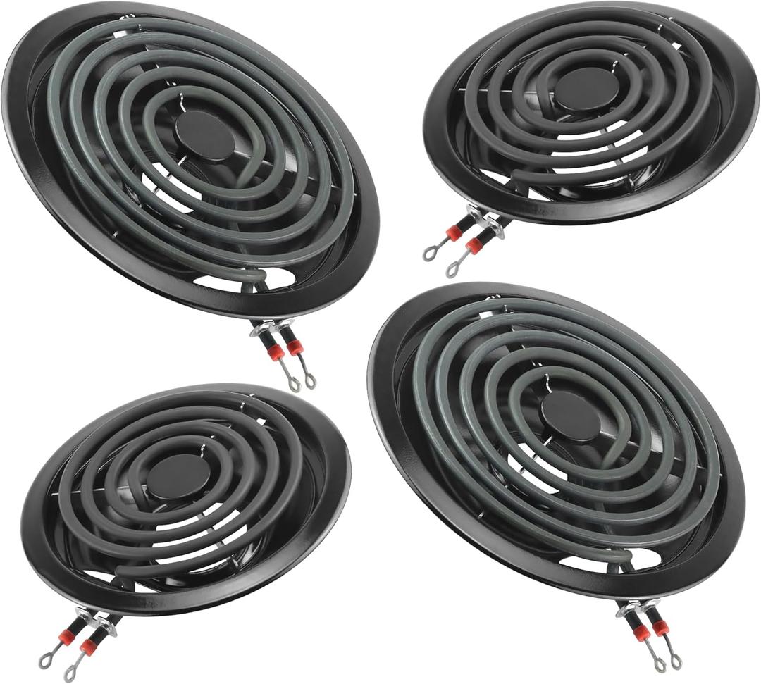Stove Burner Drip Pans W10288051 Stove Burner Covers&MP22YA Electric Range Burner Element Set Compatible for Whirl-pool Electric Range Stove-by MIFLUS,2*W10290350(8")2*W10290353(6")