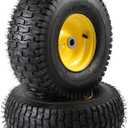 ACEBRI 15x6.00-6 Lawn Mower Tire and Wheel Front Tire and Wheel Assembly Compatible with John Deere Craftsman Husqvarna Riding Mowers Lawn Tractors, 3-3.8" Centered Hub, 3/4" Bearings, 2PCS
