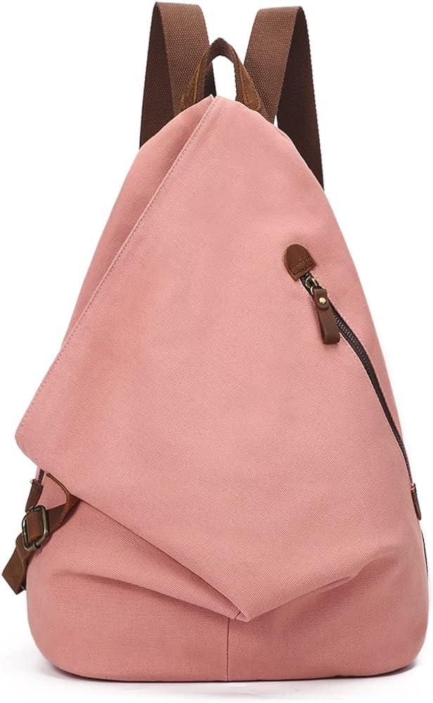 KL928 Canvas Vintage Backpack Large Casual Daypack Outdoor Travel Rucksack Hiking Backpacks for Men Women (peach)
