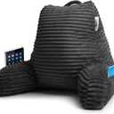 Nestl Reading Pillow with Shredded Memory Foam, Luxe Cut Plush Back Pillow for Sitting Up in Bed, Back and Arms Adjustable Support for Adult & Teens, Backrest Pillows with Washable Cover Dark Grey