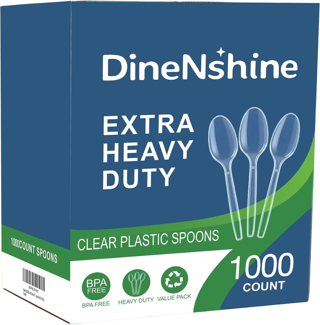 1000 Count Clear Plastic Spoons Disposable, BPA-Free, Heat Resistant, Solid and Durable Disposable Spoons Heavy Duty Bulk, Premium Spoons plastic disposable for Party Supply