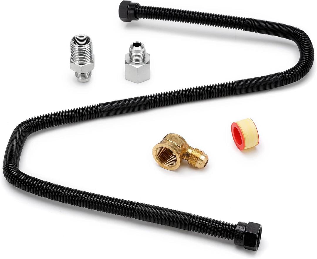 Stanbroil 3/8" X 30" Non-Whistle Flexible Flex Gas Line Connector Kit for NG or LP Fire Pit and Fireplace