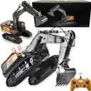 20.4 Inch 22 Channels Remote Control Excavator Truck 1/14 Scale Metal Shovel Independent Arms RC Digging Machine Metal Alloy Construction Vehicles Toy for 14y+ Beginners