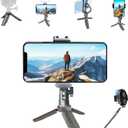 2 x Phone Stand Tripod with Wireless Remote - Lightweight Adjustable Phone Holder for iPhone Samsung, Desk Bed Tabletop Mini Tripod(Mini)