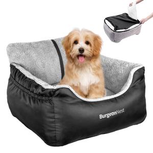 Dog Car Seat for Small Dogs Under 25 lbs – Fully Detachable & Washable, Soft Booster Seat with Storage Pockets, Clip-On Leash, Portable Carrier Bed, Fits Most Car Seats and Types