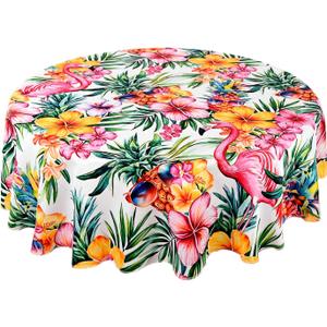 juniissl Tropical Pineapple Tablecloth Washable Round Table Cover for Kitchen Dining Decoration 60 Inch