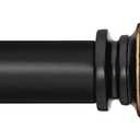 Black Curtain Rods for Windows 28 to 48 Inches Adjustable Decorative 1 Inch Diameter Single Window Curtain Rod Set with Classic Finials, Black with Gold Finishing