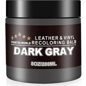 STARTSO WORLD Leather Recoloring Balm, Dark Gray Leather Repair Kit for Furniture, Leather Dye, Leather Color Restorer for Couches, Leather Couch Paint | Repair, Restore & Renew Old, Faded Leather