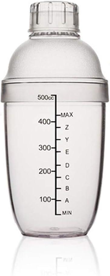 FEOOWV Plastic Cocktail Shaker,Drink Mixer Hand Shaker Cup with Scales,Transparent (1, 17 oz / 500cc)
