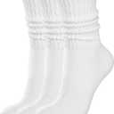 Womens Scrunch Crew Socks: Retro Solid Slouch Mid Calf Socks - Cotton Casual Athletic Socks 6-11