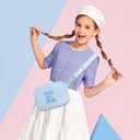 COSHAYSOO Blue Girls Purse Crossbody Initial Fanny Pack Belt Bag, 6 7 8 9 10 11 12 Year Old Girl Birthday Gifts Monogrammed Letter E