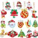 Yaomiao 17 Pieces Double Sided Diamond Art Christmas Ornaments Christmas Keychains Diamond Art Kit for Adult DIY 5d Painting Round Drill Key Chain Xmas Crystal Rhinestone Arts Craft Keychain Supplies