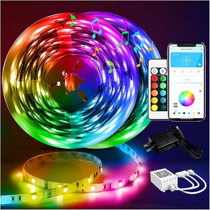 Led Strip Lights 100 ft Smart with App Remote Control, 5050 RGB for Bedroom, Living Room, Home Decoration, Music Sync Color Changing for Room Party(2 Rolls of 50 ft)