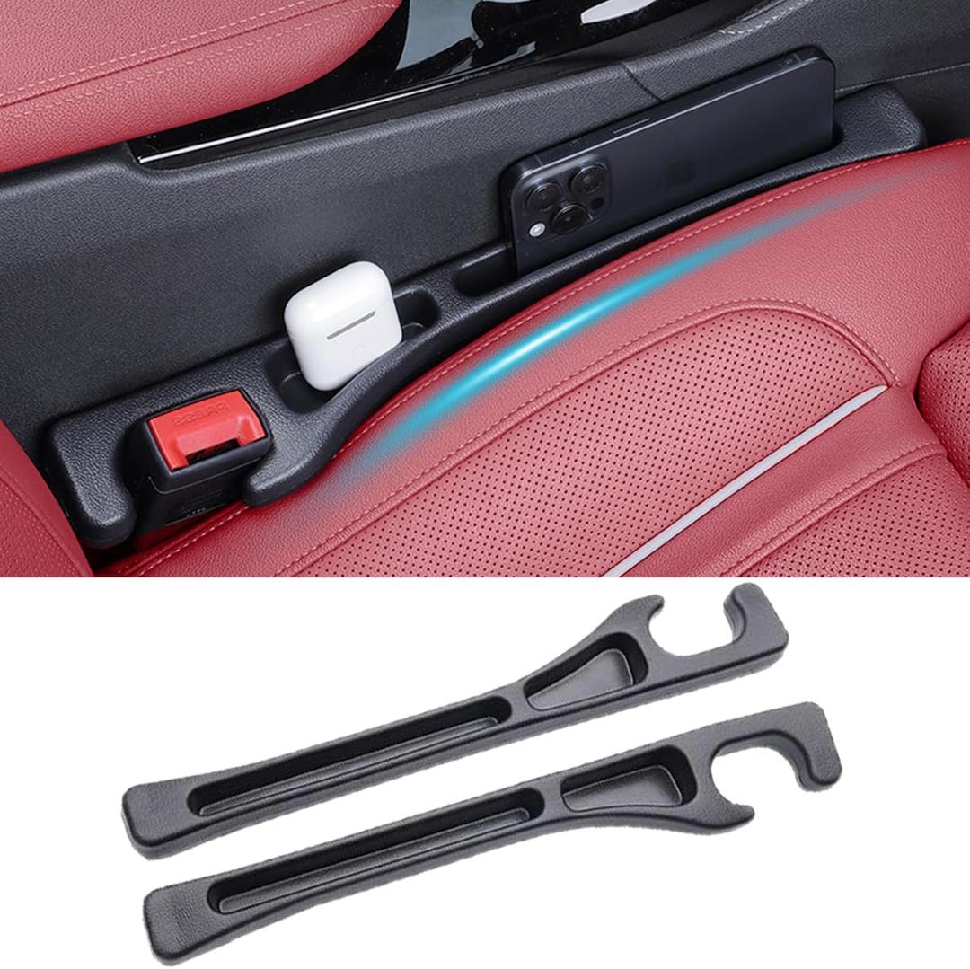 Car Seat Gap Filler, car in between seat catcher 2-Pack No-Drop Seat Side Gap Seam Filler Organizer, Universal filler between car seat and console (Black)