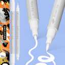 ARTISTRO 2 White Dual-Tip Acrylic Paint Pens - Multisurface Markers for Glass, Rock, Fabric, Wood, Plastic & More - 1 mm Fine & Brush Tips