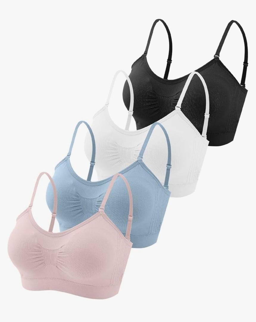 Omisy 4 Pieces V Neck Padded Bralette Cami Bra Wireless Tank Top Sports Bra with Adjustable Straps M Omisy 4 Pieces V Neck Padded Bralette Cami Bra Wireless Tank Top Sports Bra with Adjustable Straps M
