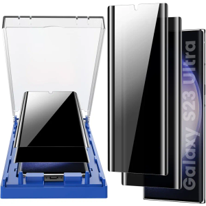 MOHAVE 2 Pack [Auto Alignment/Dust Removal] Privacy Screen Protector for SAMSUNG Galaxy S23 Ultra 5G 6.8″, 3D Curved Anti Spy Private Film, 7H Hybrid Material, 100% Ultrasonic Fingerprint ID