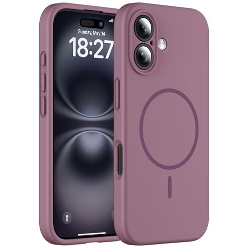 EXZLLEN Magnetic for iPhone 16 Case, Compatible with MagSafe, Full Camera Protection, Military-Grade Protection 3.0mm Thicken Silicone Phone Cover for 16 6.1", Lilac Purple