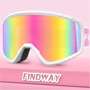 findway Kids Ski Goggles for Boys Girls Youth-OTG Anti-Fog Over Glasses Kids Snow/Snowboard Goggles (Revo Rainbow)