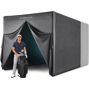 GoSports Commercial Grade Inflatable Golf Simulator Enclosure for Home - 12 x 9 ft Indoor & Outdoor Portable Hitting Cage with Golf Simulator Impact Screen - Includes Electric Pump and Storage Case, Blackout Extension