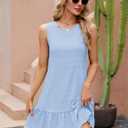 Naggoo Womens Sundress Summer Dresses for Women 2026 Sleeveless Tank Dress Spring Beach Boho Mini Dress (Blue, XXL)