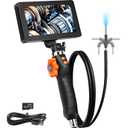 VEVOR Articulating Borescope Camera with Light, Two-Way Articulated Endoscope Inspection Camera with 6.4mm Tiny Lens, 5" IPS 1080P HD Screen, 8X Zoom, 8 LED Light Snake Cameras for Auto, Plumbing
