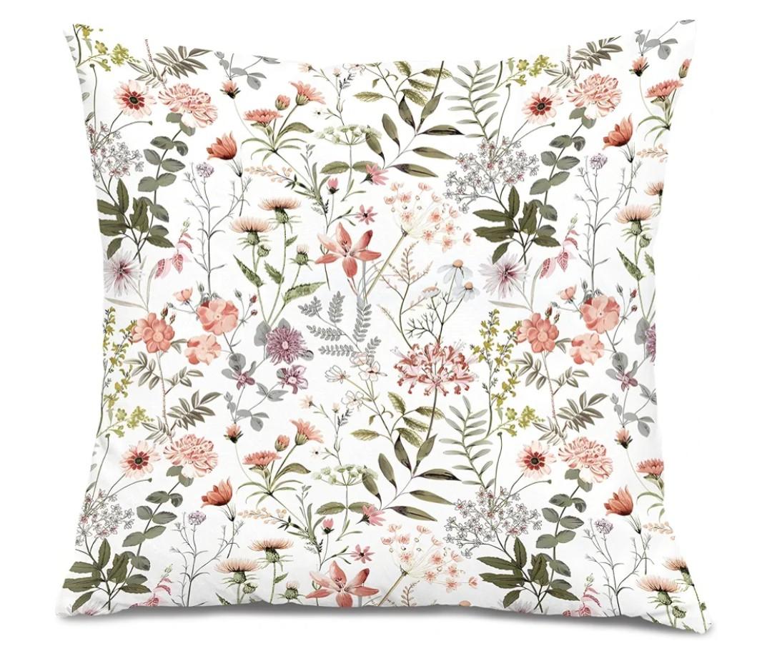 Nature Wild Floral Botanical Pillow Covers 18x18, Flower Room Decor, Rustic Cottagecore Wildflower Plants Decorative Throw Pillow Covers for Bedroom Living Room Home Office