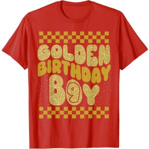 Golden 9th Birthday Boys Toddlers Birthday Party Decoration T-Shirt Medium
